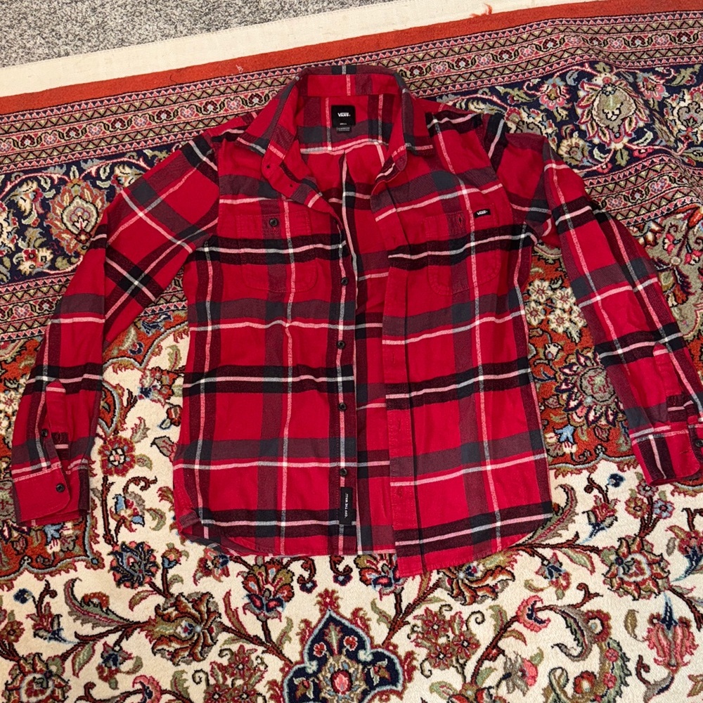 Vans Red Plaid Button Down Shirt